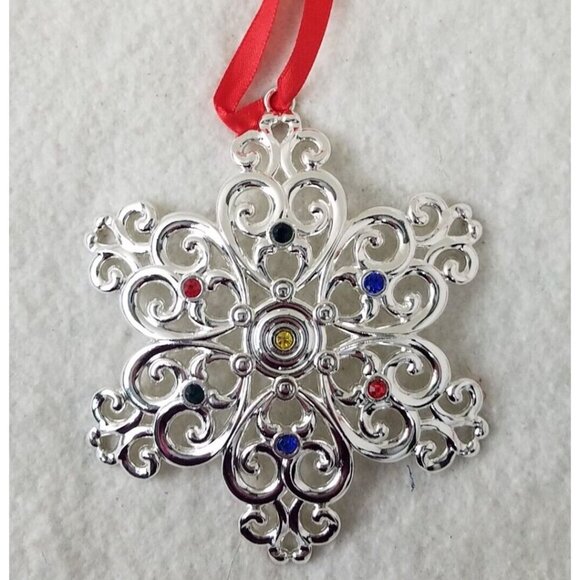 LENOX‎ Sparkle Scroll Multi Crystal Silver Plate snowflake holiday Christmas NIP - Picture 3 of 6